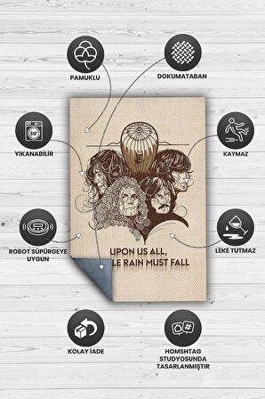 Homshtag Led Zeppelin Stones Dokuma Tabanlı Yıkanabilir Kaymaz Dekoratif Halı