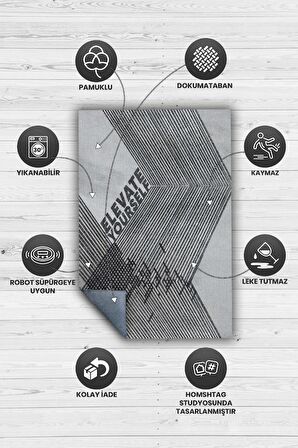 Homshtag Kendini Yükselt Pamuklu Dokuma Tabanlı Yıkanabilir Dekoratif Home Office Halısı