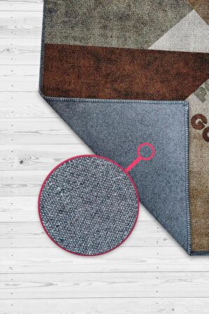 Homshtag İyi Yaşam Üçgeni Pamuklu Dokuma Tabanlı Yıkanabilir Kaymaz Dekoratif Ev Halısı