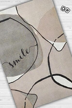 Homshtag Gülümse Pamuklu Dokuma Tabanlı Yıkanabilir Kaymaz Dekoratif Ev Halısı