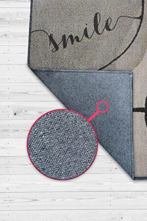 Homshtag Gülümse Pamuklu Dokuma Tabanlı Yıkanabilir Kaymaz Dekoratif Ev Halısı