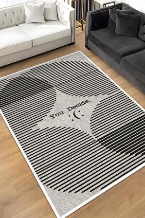 Homshtag Senin Kararın Pamuklu Dokuma Tabanlı Yıkanabilir Kaymaz Dekoratif Ev Halısı