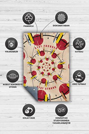 Homshtag Odaklı Kal, Sarı Kırmızı Geometrik Desenli Modern Çalışma Odası Halısı, Minimalist Genç Odası Halısı, Pamuklu Dokuma Tabanlı Yıkanabilir Dekoratif Halı, Renkli Modern Ofis Halısı