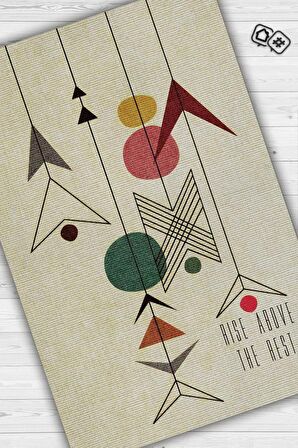 Homshtag Yüksel, Yazılı Minimalist Geometrik Şekilli Oturma Odası Halısı, Krem Renkli Geometrik Desenli Halı, Sade ve Şık Pamuklu Dokuma Tabanlı Yıkanabilir Dekoratif Home Salon Halısı