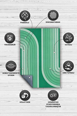 Homshtag Hayatın Virajları, Yeşil Halı, Soyut Desenli Yeşil Oturma odası Halısı, Gölgeli Modern Salon Halısı, Sade Çocuk halısı,Minimalist Mutfak Halısı,Pamuklu Dokuma Tabanlı Yıkanabilir Salon Halısı