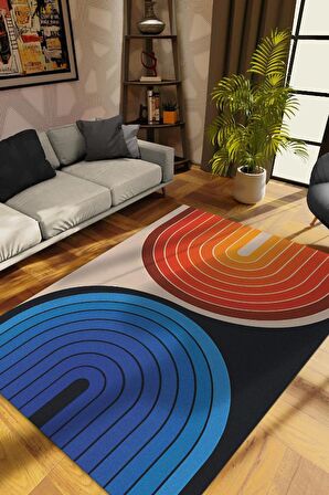 Homshtag Gecem Ve Gündüzüm, Ying Yang Halı, Çok Renkli Sade Oturma Odası Halısı, Modern Salon Halısı, Sade Çocuk halısı, Minimalist Mutfak Halısı, Pamuklu Dokuma Tabanlı Yıkanabilir Dekoratif Halı