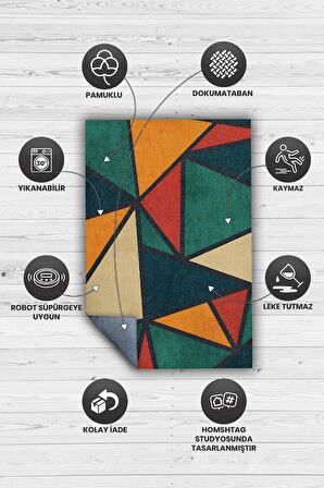 Homshtag Üçgenler,Geometrik Halı,Çok Renkli İnce Yıkanabilir Kaymaz Halı,Geometrik Mutfak Halısı, Üçgen Şekilli Genç Odası Halısı,Soyut Temalı Oturma Odası Halısı,Pamuklu Dokuma Tabanlı Halı
