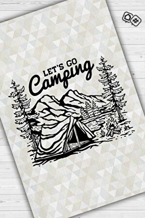 Homshtag Hadi Kamplayalım, Karavan Halısı, Geometrik Desenli Soft Renkli Halı, Çadır Halısı, Kampçı Halısı, Seyahat Temalı Halı, Pamuklu Dokuma Tabanlı Yıkanabilir Dekoratif Halı