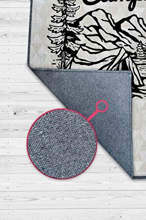 Homshtag Hadi Kamplayalım, Karavan Halısı, Geometrik Desenli Soft Renkli Halı, Çadır Halısı, Kampçı Halısı, Seyahat Temalı Halı, Pamuklu Dokuma Tabanlı Yıkanabilir Dekoratif Halı