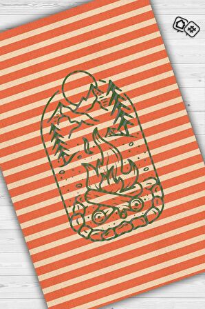 Homshtag Kampçı, Karavan Halısı, Çizgili Minimalist Halı, Çadır Halısı, Kampçı Halısı, Seyahat Temalı Halı, Pamuklu Dokuma Tabanlı Yıkanabilir Dekoratif Halı