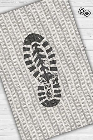 Homshtag Adım, Karavan Halısı, Minimalist Seyahat Temalı Halı, Çadır Halısı, Kampçı Halısı, Seyahat Temalı Halı, Pamuklu Dokuma Tabanlı Yıkanabilir Dekoratif Halı