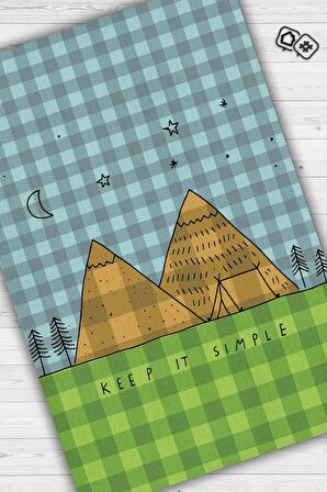 Homshtag Basit Yaşa, Karavan Halısı, Minimalist Seyahat Temalı Halı, Çadır Halısı, Kampçı Halısı, Seyahat Temalı Halı, Pamuklu Dokuma Tabanlı Yıkanabilir Dekoratif Halı