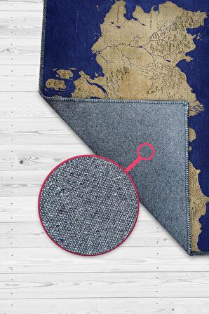 Homshtag Westeros,Mavi Harita Desenli Salon Odası Halısı, Modern Genç Odası Halısı, Pamuklu Dokuma Tabanlı Yıkanabilir Dekoratif Halı, Renkli Game Of Thrones Film Sever Halısı