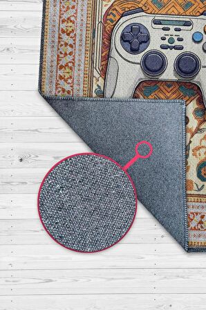 Homshtag Art Deko Gamer Halısı,Çok Renkli Gamer Halısı,Gamepad Figürlü Joystick Desenli Geleneksel Modern Oyuncu Halısı