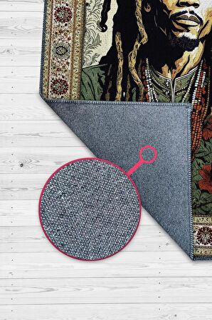 Homshtag Bob Marley, Modern Çiçek Desenli Art Deco Vintage Halı,Çok Renkli Maksimalist Halı