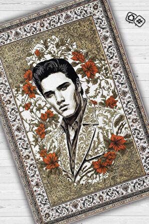 Homshtag Elvis Presley,Modern Çiçek Desenli Art Deco Vintage Halı,Çok Renkli Maksimalist Halı