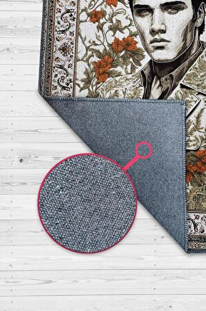 Homshtag Elvis Presley,Modern Çiçek Desenli Art Deco Vintage Halı,Çok Renkli Maksimalist Halı