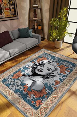 Homshtag Marilyn Monroe,Modern Çiçek Desenli Art Deco Vintage Halı,Çok Renkli Maksimalist Halı