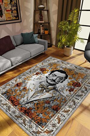 Homshtag Salvador Dali ,Modern Çiçek Desenli Art Deco Vintage Halı,Çok Renkli Maksimalist Halı