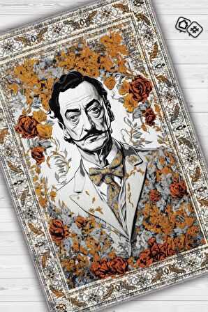 Homshtag Salvador Dali ,Modern Çiçek Desenli Art Deco Vintage Halı,Çok Renkli Maksimalist Halı