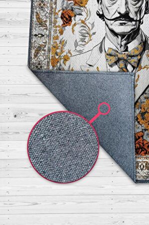 Homshtag Salvador Dali ,Modern Çiçek Desenli Art Deco Vintage Halı,Çok Renkli Maksimalist Halı