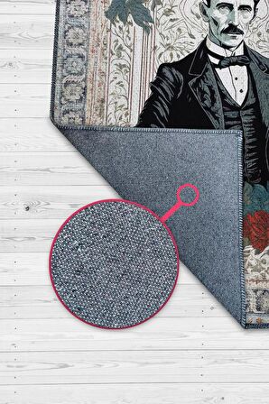 Homshtag Nikola Tesla ,Modern Çiçek Desenli Art Deco Vintage Halı,Çok Renkli Maksimalist Halı