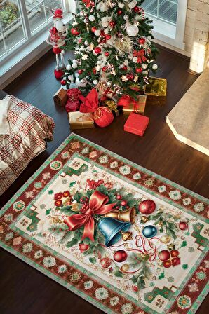 Homshtag Yeni Yıl Temalı Halı Çok Renkli Yeni Yıl Parti Halısı Yılbaşı Temalı Hediyelik Halı 