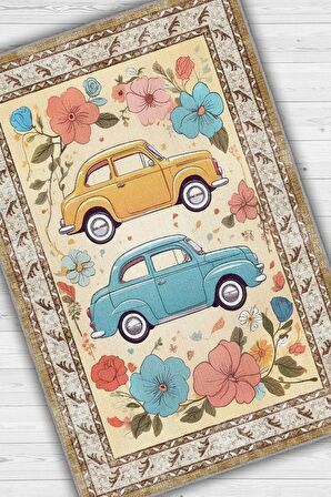 Homshtag Çok Renkli Dokulu Çocuk Odası Halısı Dokuma Rustik Çocuk Halısı Modern Araba Temalı Halı