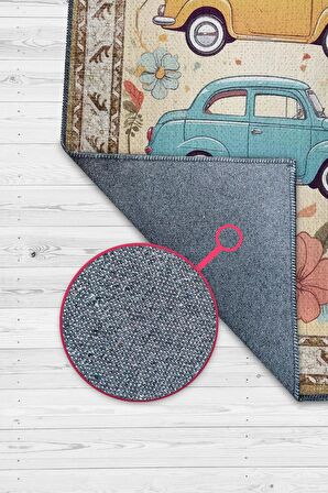 Homshtag Çok Renkli Dokulu Çocuk Odası Halısı Dokuma Rustik Çocuk Halısı Modern Araba Temalı Halı