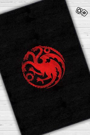 Homshtag Targaryen Hanedanı Desenli Halı Game Of Thrones Film Halısı Siyah Kırmızı Film Serisi Halı
