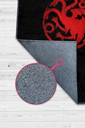 Homshtag Targaryen Hanedanı Desenli Halı Game Of Thrones Film Halısı Siyah Kırmızı Film Serisi Halı