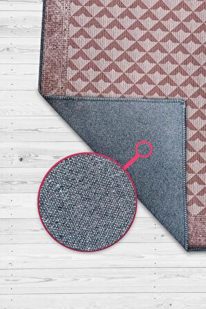 Homshtag Etnik Desenli Pembe Renkli Halı Vintage Bordürlü Halı Geometrik Desenli Dijital Baskı Halı