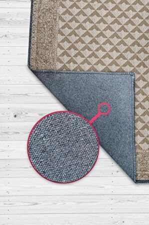 Homshtag Etnik Desenli Kahverenkli Renkli Halı Vintage Bordürlü Halı Geometrik Desenli Dijital Baskı Halı