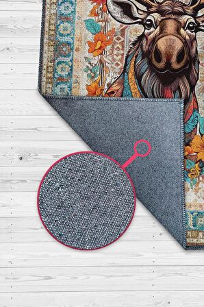 Homshtag Nuh'un Gemisi Koleksiyonu Mus Kanada Geyiği Çiçek Desenli Temalı Vintage Renkli Maksimalist