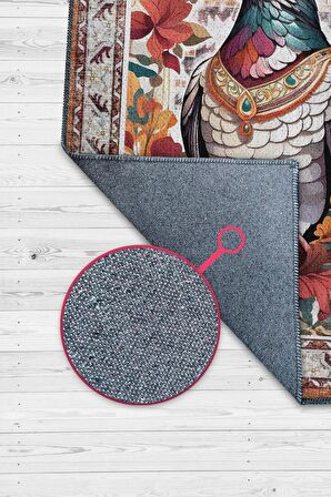 Homshtag Nuh'un Gemisi Koleksiyonu Güvercin Çiçek Desenli Temalı Vintage Renkli Maksimalist Halı