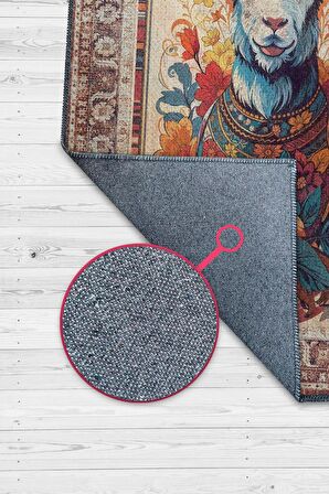 Homshtag Nuh'un Gemisi Koleksiyonu Keçi Çiçek Desenli Temalı Vintage Renkli Maksimalist Halı