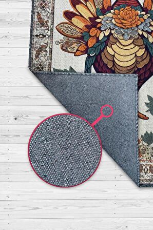 Homshtag Hindi Temalı Dijital Baskılı Halı Modern Halı Dokuma Tabanlı Çok Renkli Salon Halısı