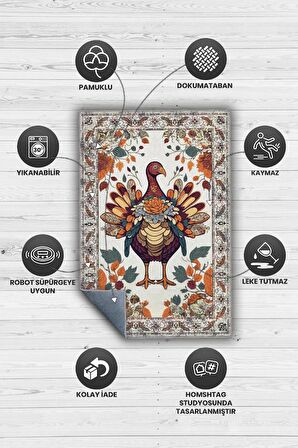 Homshtag Hindi Temalı Dijital Baskılı Halı Modern Halı Dokuma Tabanlı Çok Renkli Salon Halısı