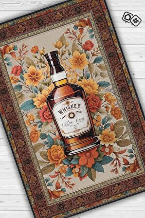 Homshtag Viski Temalı İsimli Kişiye Özel İsim Yazılabilen 14 Şubat Seviliye Özel Halı Çiçekli Halı