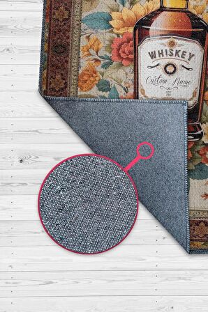 Homshtag Viski Temalı İsimli Kişiye Özel İsim Yazılabilen 14 Şubat Seviliye Özel Halı Çiçekli Halı