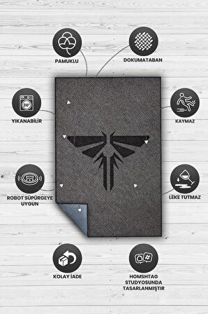 Homshtag Last Of Us Atesböceği Halısı Siyah Gri Renk Halı Last Of Us Dizisi Sever Halısı Modern Halı