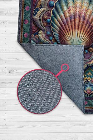 Homshtag Nuh'un Gemisi Koleksiyonu Deniz Kabuğu Çiçek Temalı Vintage Renkli Maksimalist Halı