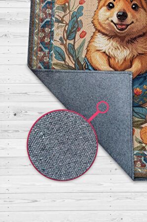 Homshtag Nuh'un Gemisi Koleksiyonu Quakka Dünyanın En Mutlu Hayvanı Çiçek Vintage Renkli Halı