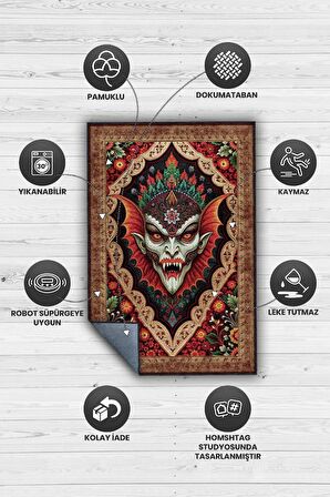 Homshtag Vampir Figürlü Korku Temalı Salon Halısı Gotik Çok Renkli Oturma Odası Halı Konsept Halı
