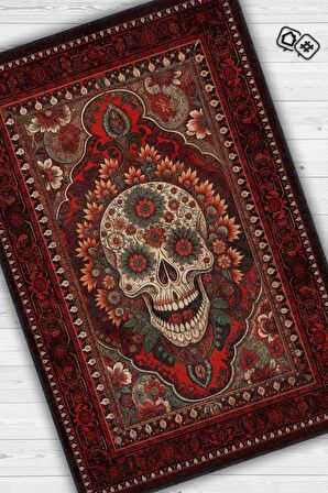 Homshtag Kuru Kafa Figürlü Korku Temalı Salon Halısı Gotik Çok Renkli Oturma Odası Halı Konsept Halı
