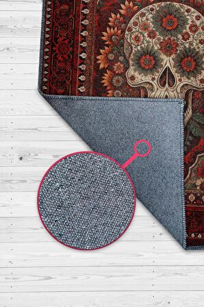 Homshtag Kuru Kafa Figürlü Korku Temalı Salon Halısı Gotik Çok Renkli Oturma Odası Halı Konsept Halı