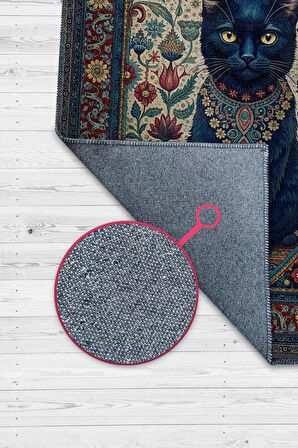 Homshtag Kara Kedi Figürlü Korku Temalı Salon Halı Koyu Renkli Halı Gotik Korku Sanatı Konsept Halı