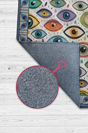 Homshtag Art Deko Renkli Nazar Boncuğu Temalı Renkli Halı Nazar Boncuğu Desenli Halı Modern Halı