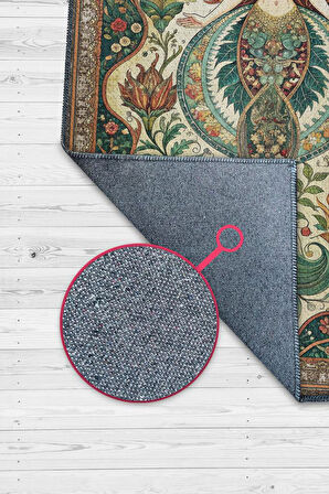 Homshtag Deniz Kızı Temalı Yeşil Renk Anime Halısı Dekoratif Anime Halısı Çiçekli Anime Sever Halısı