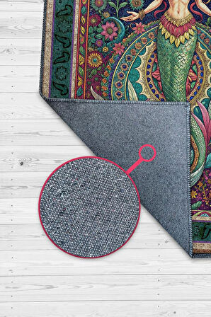 Homshtag Art Deco Deniz Kızı Temalı Renkli Anime Halı Dekoratif Anime Halı Çiçekli Anime Sever Halı